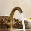 Massive Messingbronze Doppelgriff Steuerung Antique Wasserhahn Küche Badezimmer Waschtisch Tap Robinet Antique YT-5021