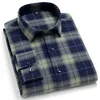 Coton pur coton classique hommes casual casual shirt chaud chemises chaudes manches en tissu brossé doux confortable ajustement régulier mâle 210626