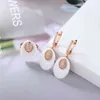 2021 Mode Vrouw Trend Sieraden Rhinestone Oorbellen Keramische ringen Set voor vrouwen