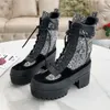 2021 Stylist Boots Printing Martin Bootss Platform Work Shoe Snow Boot Lady Brown Black White Ankle Bootsss Winter Shoes With Box