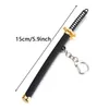 Keychains 1pcs 유니섹스 애니메이션 메탈 합금 Zoro Katana 버클 게임 모델 Saber Samurai Sword Keychain Scabbard Key Ring Gift