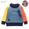 Enfants garçons chandails enfants tricots automne vêtements d'extérieur enfant en bas âge tricoté vêtements couleur bloc mode 0-cou à manches longues pull Y1024