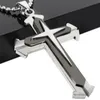 Diamond Pendant Necklace Men's Hip Hop Stainless Steel Cross Necklaces Creative Decorative Gift Supplies