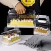 StoBag 10pcs Transparent Tote Boxes With Paper Tray For Baby Show Birthday Party Cake Decorating Supplies Cookies Food Package 210602