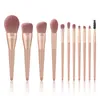 Pincéis de maquiagem fúcico 11 pcs conjunto de cor-de-rosa cabelo macio pó de pó de pó sobrancelha blush blush make up beleza cosmestic ferramentas kit 2021