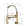 Szczotkowana wiosna Pull Down Kitchen Faucet Wody Zimne Wody Dual Wylewki Ręczne Prysznic Kuchnia Kuchnia Montażowa Kuchnia Mycie Żuraw 210724