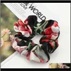 Moda Kadınlar Faux Ipek Çiçek Scrunchies Kravat Lady Basit Elastik Saten Hairbands Kız Halat Bantlar NDH9A FMWP0