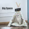 Pet Tent House Cat Bed Portable Teepee Thick Cushion Available For Dog Puppy Excursion Outdoor Indoor Portable Linen Pet Tent 210915