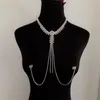 Modieuze niet-geperforeerde strass sexy nippel ketting sieraden ketting voor dames nachtclub luxe kristal doorboord lichaam juweeltjes
