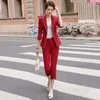 Pantaloni da donna primaverili ed estivi adatti a indumenti da lavoro di alta qualità Elegante giacca blazer da donna piccola tuta Pantaloni selvaggi Due pezzi 210527