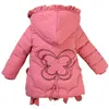 Chaqueta de invierno para niños, abrigo de algodón con capucha y cuello de lana estampado medio y largo para niños de estilo moderno 211027