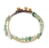 Bohemian Style Natural Gravel Stone Anklet Double-layer Retro Bell Hand Woven Beaded Foot Chain
