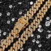 12MM Necklace Bracelets Set For Mens Hip Hop Bling iced out diamond Gold Silver Miami Cuban Link ChainChains