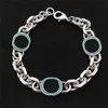 Stylish Designer Enamel Bracelet Necklace Set Double Letter Chain Bracelets With Stamps Women Jewelry Sets