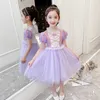 Mädchen Sommer Prinzessin Kleid Mesh Spitze Pailletten Kleidung Elegante Vestidos Kinder Geburtstag Party Ballkleid Kostüm Für Kinder Q0716