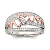 Maman anneau creux cristal amour coeur anneaux bande pour les femmes fête des mères cadeau d'anniversaire bijoux de mode Will et Sandy