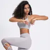 Yoga Outfit Women Sport Bra Hollow Neckline Wireless Proof Gathering Gym Vest