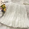 Syiwidii Skirt for Women High Waist Casual A-Line Solid White Black Pleated Spring Summer Korean Fashion Mini Skirts 210629