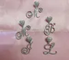 Iced Out A-Z Cursive Letters Letters Collar Collar Ama Heart Hoop Charm con collares de cuerda de 24 pulgas ZIRCONIA HIPHOP Jewelry