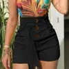 Ly dames shorts met riem hoge taille knop slank fit korte broek voor zomer do99 dames