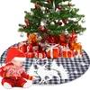 Christmas Tree Skirt Red and Black Buffalo Plaid Reindeer Snowflake Pattern Xmas Decoration Family Room Decor PHJK2111