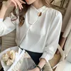 Dames Blouses Shirts Designer White Black Pullover Chiffon Blouse Shirt 2021 Zomer Vrouwen Koreaanse Fashion Casual Office Dame Lady Elegante Tops