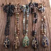 RH Fashion Bohemian Jewelry Natural Stones Glass Crystal Knuted With Semi Precious Pendant Boho Necklace Women Gift Dropship1586094