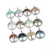 Arbre de Vie Pierre Naturelle Collier Pendentif Cristal Oeil de Tigre Rond Verre Terrarium Colliers pour Femmes Enfants Mode Bijoux Will et Sandy