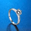 Clusterringen Groothandel Moissanite Ring Vrouw S925 Classic Six-Claw Artificial Diamond Silver Engagement Verstelbaar voor vrouwen EDWI22