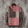 Maglioni patchwork uomo pullover uomo lavorato a maglia a contrasto stile coreano giuntura casual colorblock cappotto oversize allentato 210524