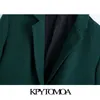 KPYTOMOA Women Fashion Office Wear Single Button Blazer Coat Vintage Long Sleeve Back Vents Female Outerwear Chic Veste 211019