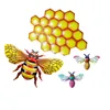 Ornements réalistes d'abeille et de nid d'abeille de faveur de partie décoration colorée d'art de mur en métal pour la maison salon jardin B88