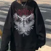 Vintage Angel Gothic damer hoodie punk hajuku vinter tryck topp mörk estetisk fe död rock stil y2k sweatshirt 210909