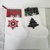 Stor högkvalitativ julstrumpor Pet Dog Plaid Paw Santa Socks Candy Sock Bags Festival Presentväska Decor 08