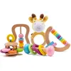 Organic Safe Wooden Toys Baby Toddler Toy DIY Crochet Rattle Soother Bracelet Teether Set Baby Product Montessori Toddler Toy 210923