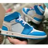 Mens Jumpman Og 1s 농구화 시카고 여성 흑요석 UNC 중간 왕실의 금속 메탈릭 금속 소나무 두려움이없는 회색 호즈 어두운 모카