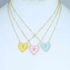 Candy Pastel Enamel Heart Shaped Evil Engraved Colorful Lucky Turkish Eye Necklace