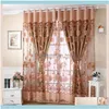 Drapes deco el levererar hem trädgård2pcs eleganta blommönster gardiner med pärlor dörr voile gardin fönster drape divider rum vägg dekor