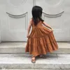 Vestiti della neonata Autunno Ins Style EuropeanAmerica Solid s Dress Toddler Kids Casual Linen Princess 210521