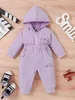 Baby Heart Print Slant Pockets Hooded Jumpsuit Zij