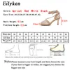 Eiluken Lato Jesień Sexy Siatki Pompy Sandały Kobiet Plac Toe High Heel Lace Up Cross-Hollow Dress Dress Buty Shgowshgtow