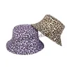 Cappello da pescatore con stampa leopardata Cappelli estivi femminili Cappello da bacinella Parasole da esterno Cappello da secchio su entrambi i lati
