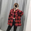 Women Plaid Jackets Coat Elegant Ladies Turn Down Collar Wool Blend Coats Long Sleeve Autumn Winter Warm Female Outwear 210607