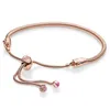 Pulsera de oro rosa de plata pura 925 cadena de base ajustable Pandora coreana DIY con cuentas