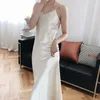 Summer Clubwear Shiny Woman Satin Sleeveless Spaghetti Strap White Champagne Black Sexy Elegant Beach Dress Vestidos 210515