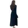 Весна и летние французские Hepburn стиль шить градиент цвет плиссированные тонкое платье элегантный темперамент офис для женских платьев 210602