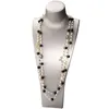 Frauen Lange Ketten Layered Perle Perlen Halskette Collares de Moda Nummer 5 Blume Party Schmuck