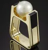 Cluster ringar 14K guld pärla diamantring för kvinnor män kvadrat anillo bröllop bizuteria topaz smycken mode ädelsten