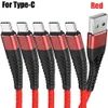 5V 3A Snabbladdningskabel 1m 2m 3m Micro Typ C Braided Alloy USB-kabel för Samsung S8 S20 S10 S21 HTC Android Phone PC