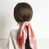 Laço de moda tintura de cabelo laços bandas scrunchies colorido cabelo longo fita para mulheres cachecol rabo de cavalo acessórios de cabelo doce